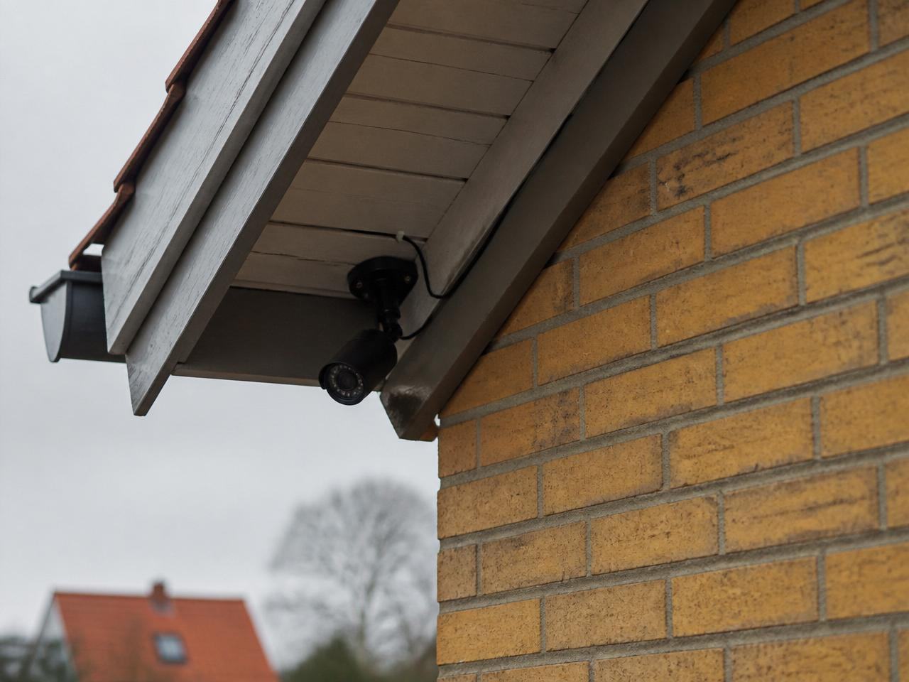 Overvågningskamera monteret på facade